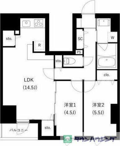 東京都北区西ケ原１丁目(賃貸マンション2LDK・12階・56.32㎡)の写真 その2