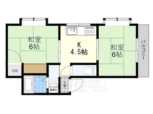 中井マンション｜大阪府寝屋川市萱島東１丁目(賃貸マンション2K・3階・36.30㎡)の写真 その2