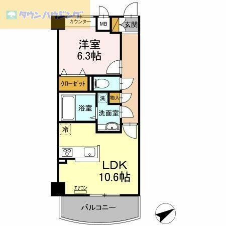 ベルファミーユ高根台ＩＩＩ 505｜千葉県船橋市高根台１丁目(賃貸マンション1LDK・5階・45.36㎡)の写真 その2