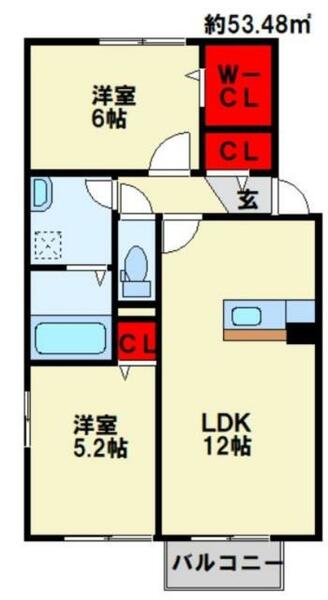 ミユナ 208｜福岡県北九州市八幡西区野面２丁目(賃貸アパート2LDK・2階・53.48㎡)の写真 その2