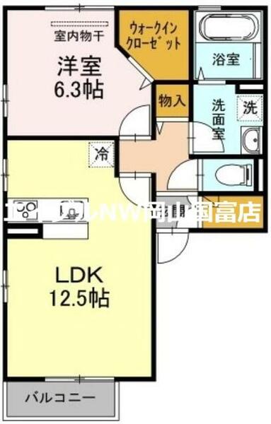 アンソレイユｓａｉ　Ｂ棟｜岡山県岡山市中区さい(賃貸アパート1LDK・2階・48.79㎡)の写真 その2