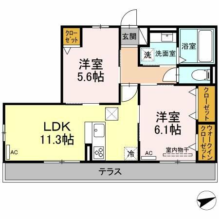 コンフォール吹上 105｜愛知県名古屋市千種区春岡通６丁目(賃貸アパート2LDK・1階・54.75㎡)の写真 その2