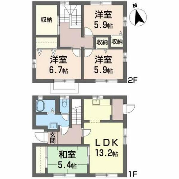 石郷岡貸家Ｃ 900｜秋田県秋田市広面字樋ノ上(賃貸一戸建4LDK・--・97.80㎡)の写真 その2