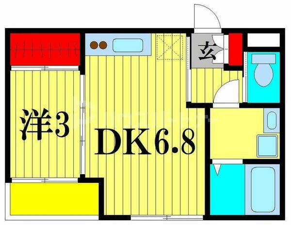 千葉県松戸市常盤平５丁目(賃貸アパート1DK・3階・26.91㎡)の写真 その2