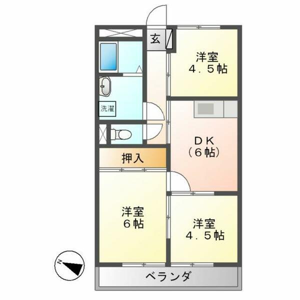 サンハイツスター 2C｜岐阜県関市市平賀(賃貸アパート3DK・2階・48.86㎡)の写真 その2