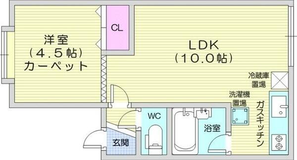 アパートメントワキザカ｜北海道石狩郡当別町錦町(賃貸アパート1LDK・1階・27.81㎡)の写真 その2