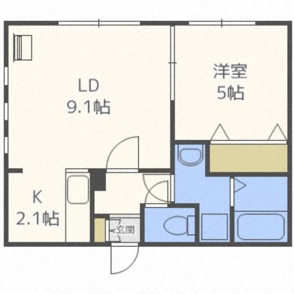 プレスタール｜北海道札幌市白石区本通１２丁目南(賃貸マンション1LDK・1階・34.00㎡)の写真 その2