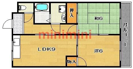 ヴィラカワバタ２号館｜大阪府高槻市下田部町１丁目(賃貸マンション2LDK・1階・50.00㎡)の写真 その2