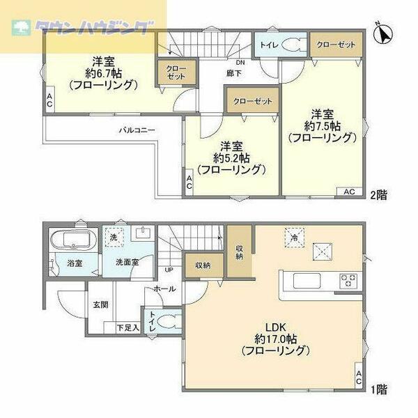 Ｋｏｌｅｔ船橋三咲＃０６ -｜千葉県船橋市大穴南２丁目(賃貸一戸建3LDK・--・91.08㎡)の写真 その2