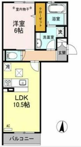 埼玉県越谷市レイクタウン６丁目(賃貸アパート1LDK・1階・42.62㎡)の写真 その2