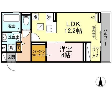 カトレアⅣ｜愛媛県松山市朝生田町３丁目(賃貸アパート1LDK・1階・41.86㎡)の写真 その2