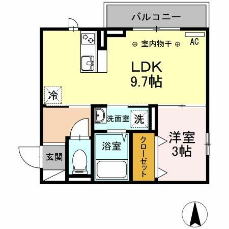 エトーレ・ＤＩＩＩ｜神奈川県小田原市南鴨宮３丁目(賃貸アパート1LDK・3階・31.53㎡)の写真 その2