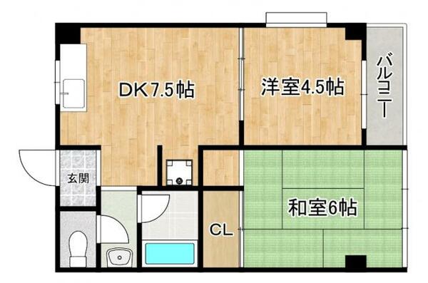 兵庫県神戸市東灘区御影中町７丁目(賃貸マンション2DK・2階・38.30㎡)の写真 その2