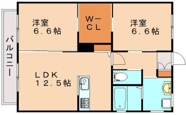 福岡県嘉麻市飯田(賃貸アパート2SLDK・2階・59.28㎡)の写真 その2