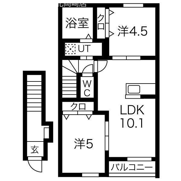 エクシール赤池｜愛知県岡崎市矢作町字赤池(賃貸アパート2LDK・2階・50.15㎡)の写真 その2