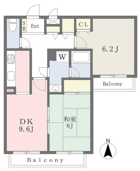 クレアメゾン氷室 203｜大阪府高槻市氷室町２丁目(賃貸マンション2DK・2階・56.82㎡)の写真 その2