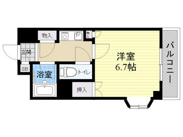 コモテリアＫアンドＭ｜兵庫県尼崎市神崎町(賃貸マンション1K・2階・20.55㎡)の写真 その2