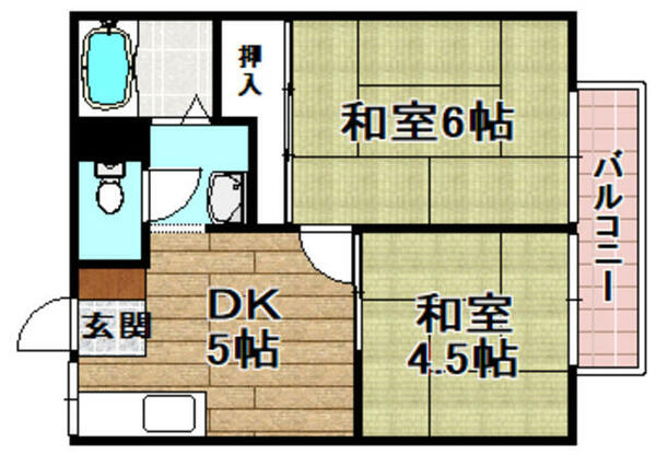 ハイツ山川 201｜大阪府高槻市永楽町(賃貸アパート2DK・2階・36.00㎡)の写真 その2