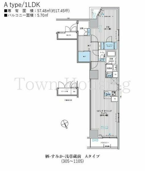 東京都台東区駒形１丁目(賃貸マンション1LDK・1階・57.48㎡)の写真 その2