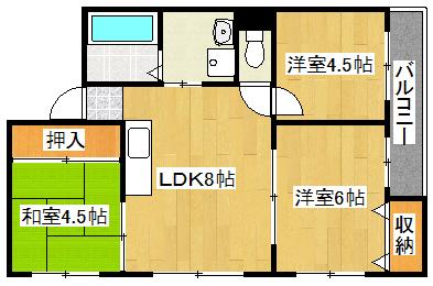 パールシティ王子公園 407｜兵庫県神戸市灘区中原通６丁目(賃貸マンション3DK・4階・50.31㎡)の写真 その2