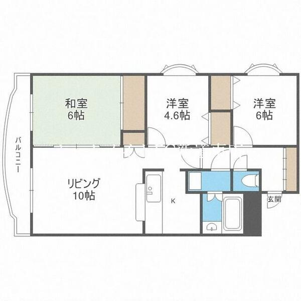 北海道札幌市東区北三十二条東９丁目(賃貸マンション3LDK・4階・65.52㎡)の写真 その2