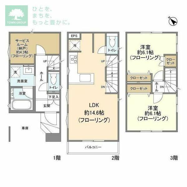 千葉県市川市湊(賃貸一戸建2SLDK・--・74.52㎡)の写真 その2