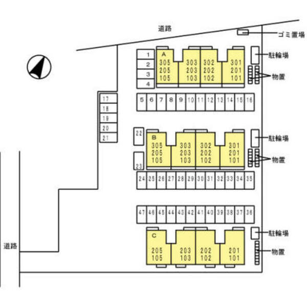 レイクサイド　Ｃ 205｜新潟県新潟市中央区女池７丁目(賃貸アパート2LDK・2階・59.58㎡)の写真 その3