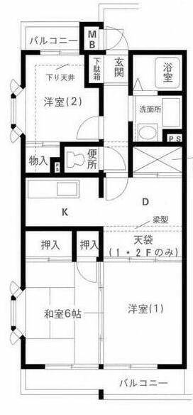 岩澤マンション 1F｜神奈川県横浜市緑区三保町(賃貸マンション3DK・1階・55.47㎡)の写真 その2