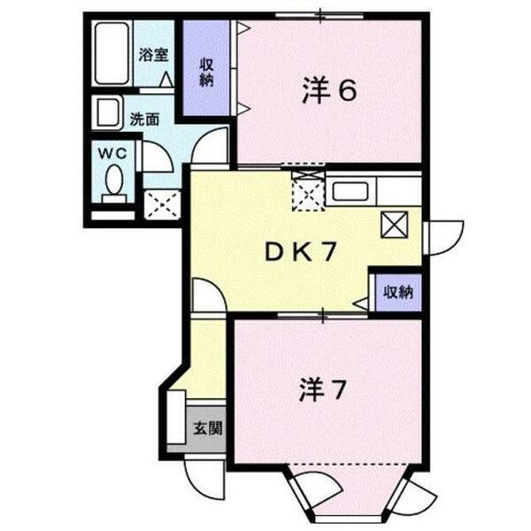 熊本県熊本市西区上代３丁目(賃貸アパート2DK・1階・46.06㎡)の写真 その2