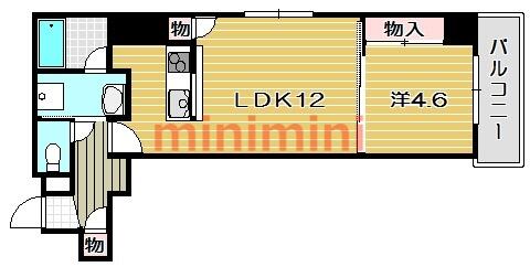 大阪府茨木市元町(賃貸マンション1LDK・4階・42.77㎡)の写真 その2