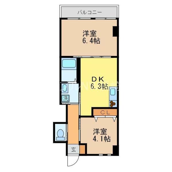 Ｇｒｕｓ活水通り｜長崎県長崎市宝栄町(賃貸マンション2DK・4階・38.80㎡)の写真 その2