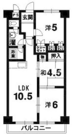 第１７柴田マンション｜徳島県徳島市勝占町下敷地(賃貸マンション3LDK・3階・66.00㎡)の写真 その2