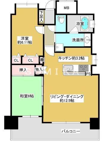 フローレンス本町グランドシティ｜岡山県岡山市北区本町(賃貸マンション2LDK・3階・60.17㎡)の写真 その2