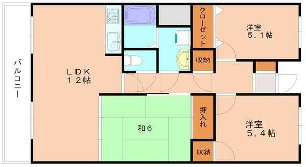 シャレール千鳥｜福岡県古賀市花見東６丁目(賃貸マンション3LDK・3階・67.20㎡)の写真 その2