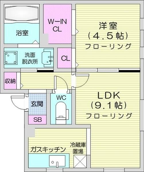 ＳＵＰＥＲＩＡＧＥ伏見｜北海道札幌市中央区南十六条西１５丁目(賃貸マンション1LDK・2階・34.61㎡)の写真 その2