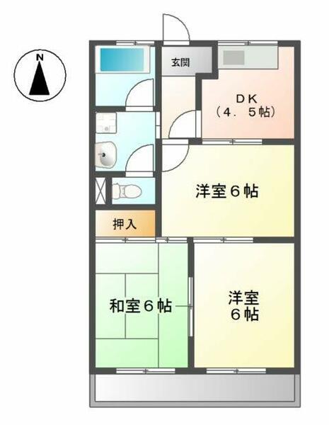 アーバンヒルズＴ２｜岐阜県岐阜市宇佐２丁目(賃貸マンション3K・1階・49.58㎡)の写真 その2