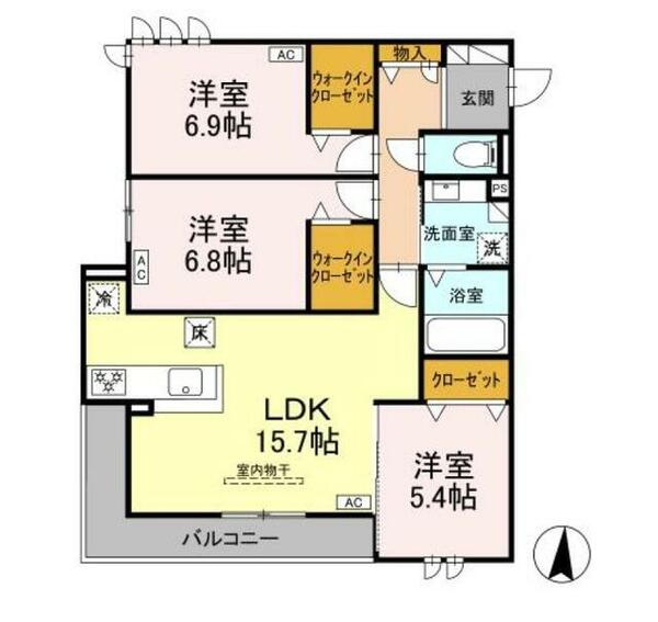 静岡県浜松市中央区上西町(賃貸アパート3LDK・1階・80.03㎡)の写真 その2