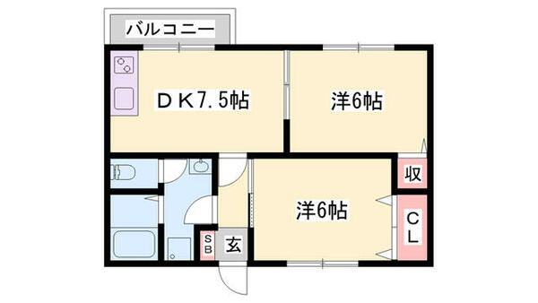 兵庫県加古川市東神吉町西井ノ口(賃貸アパート2DK・1階・47.23㎡)の写真 その2