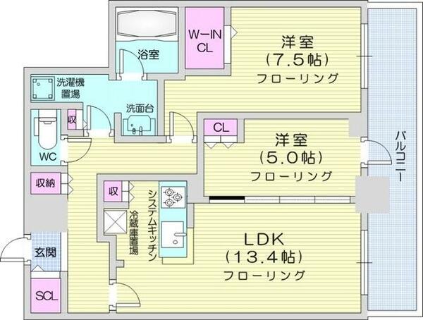 北海道札幌市北区北八条西１丁目(賃貸マンション2LDK・34階・67.86㎡)の写真 その2