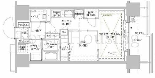 東京都新宿区南山伏町(賃貸マンション1LDK・4階・40.01㎡)の写真 その2