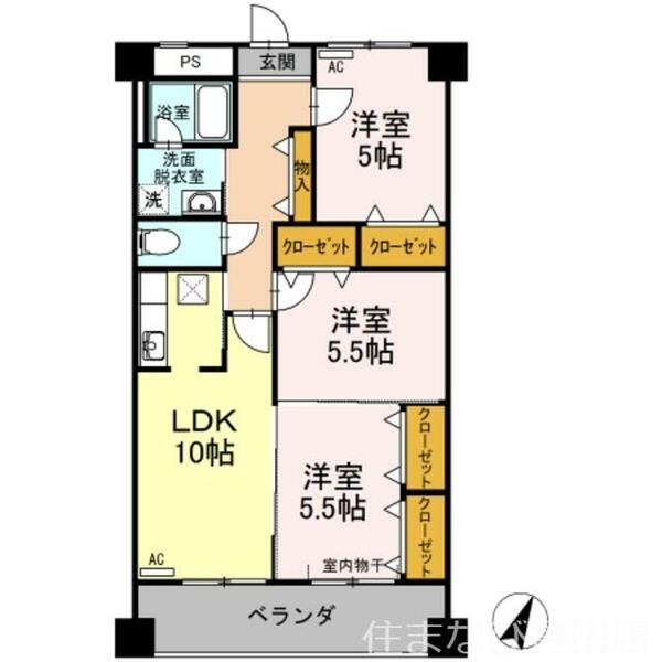 Ｅａｓｔ　Ｏｎｅ｜愛知県豊田市曙町２丁目(賃貸マンション3LDK・4階・68.04㎡)の写真 その2