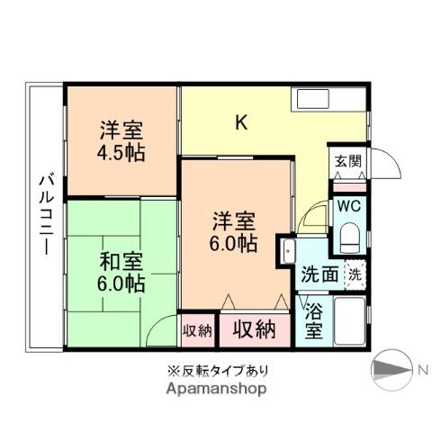 池田マンション 2-3｜富山県富山市町村(賃貸マンション3DK・2階・46.28㎡)の写真 その2