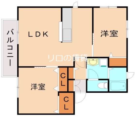 福岡県宮若市沼口(賃貸アパート2LDK・2階・54.81㎡)の写真 その2