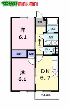 三重県松阪市桂瀬町(賃貸アパート2DK・2階・46.13㎡)の写真 その2