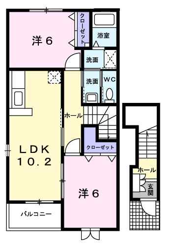 サンシャインⅡ 201｜茨城県潮来市日の出７丁目(賃貸アパート2LDK・2階・57.02㎡)の写真 その2
