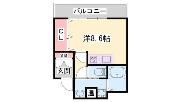 シャトー三和南車崎 301｜兵庫県姫路市南車崎１丁目(賃貸マンション1R・3階・23.26㎡)の写真 その2