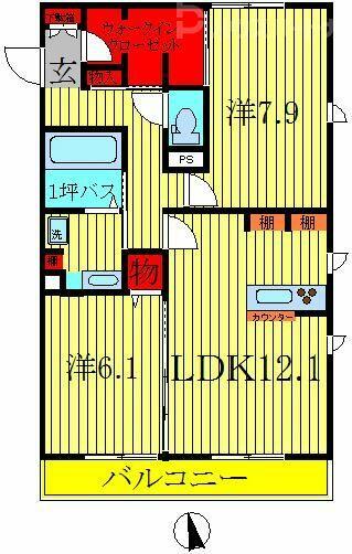 千葉県柏市西町(賃貸アパート2LDK・1階・64.50㎡)の写真 その2