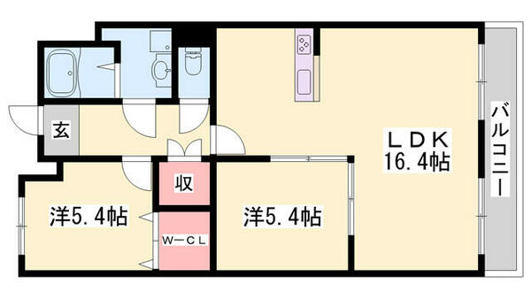 メゾン・ド・サンパティーク 101｜兵庫県姫路市下手野４丁目(賃貸マンション2LDK・1階・63.24㎡)の写真 その2