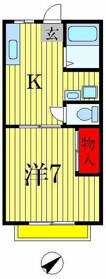 ローズハイム｜千葉県松戸市松戸(賃貸アパート1DK・2階・25.90㎡)の写真 その2