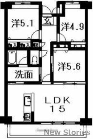 エスポワール 304｜徳島県徳島市春日３丁目(賃貸マンション3LDK・3階・75.60㎡)の写真 その2